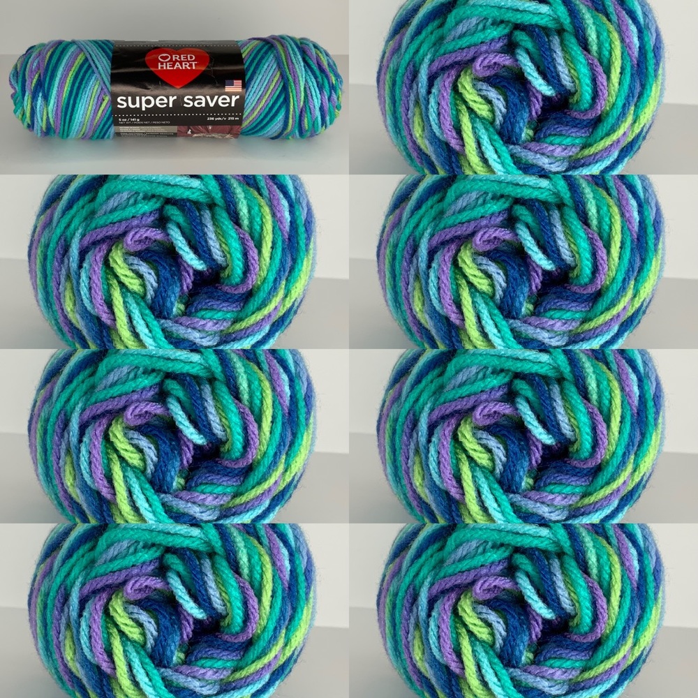 lot of 7 old-school wildflower red heart super saver yarn